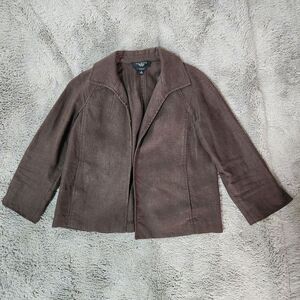 Talbots 100% Pure Irish Linen Brown Jacket Size MP